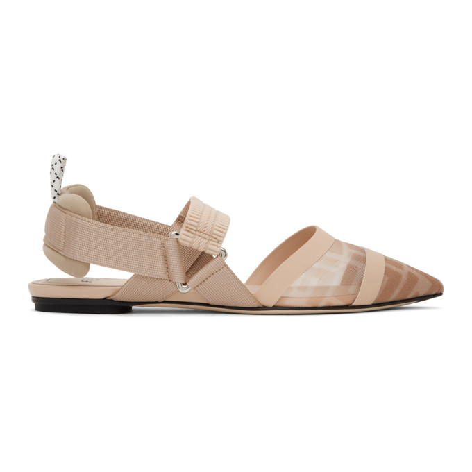 Fendi Beige Colibri Slingback Ballerina Flats