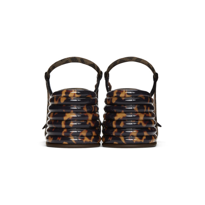 FENDI FENDI BLACK AND BROWN FOREVER FENDI SLINGBACK HEELS