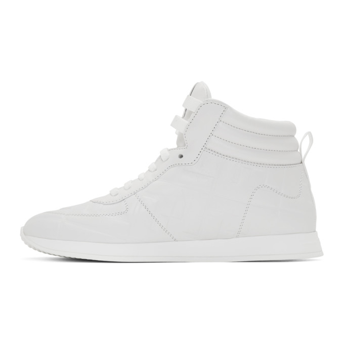FENDI White Nappa 'Forever Fendi' High-Top Sneakers