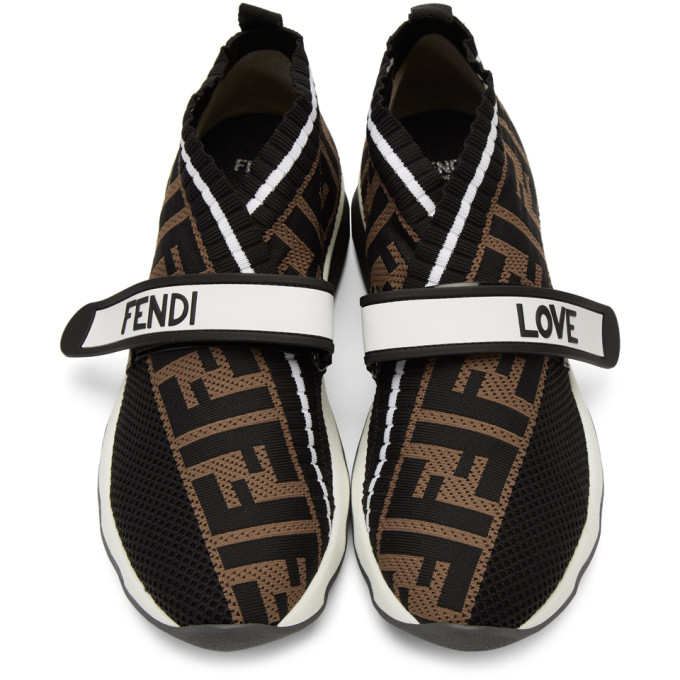 FENDI BLACK 'FOREVER FENDI' ROCKOKO SNEAKERS