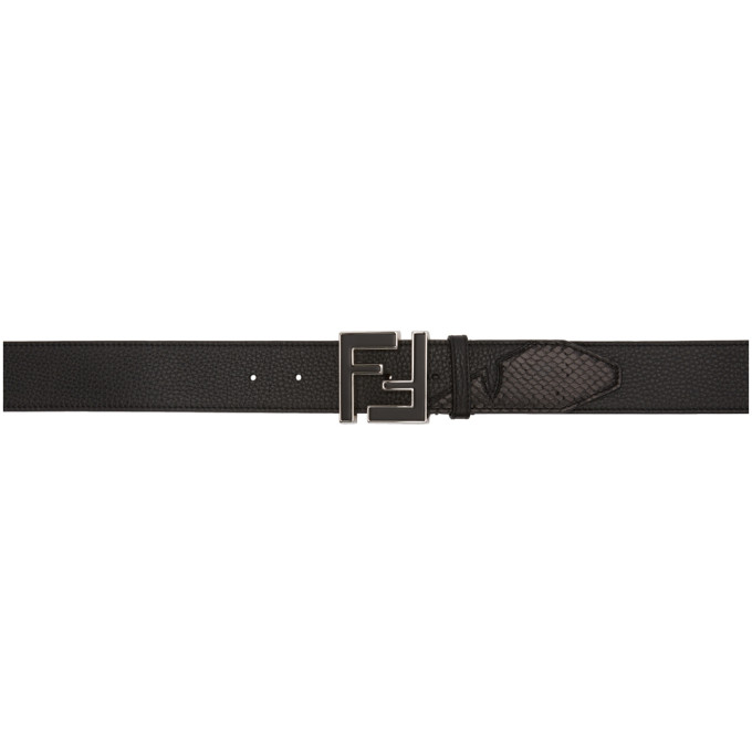 FENDI FENDI BLACK FOREVER FENDI EXOTIC DETAIL BELT