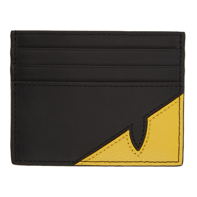 FENDI FENDI BLACK AND YELLOW BAG BUGS MONO EYE CARD HOLDER