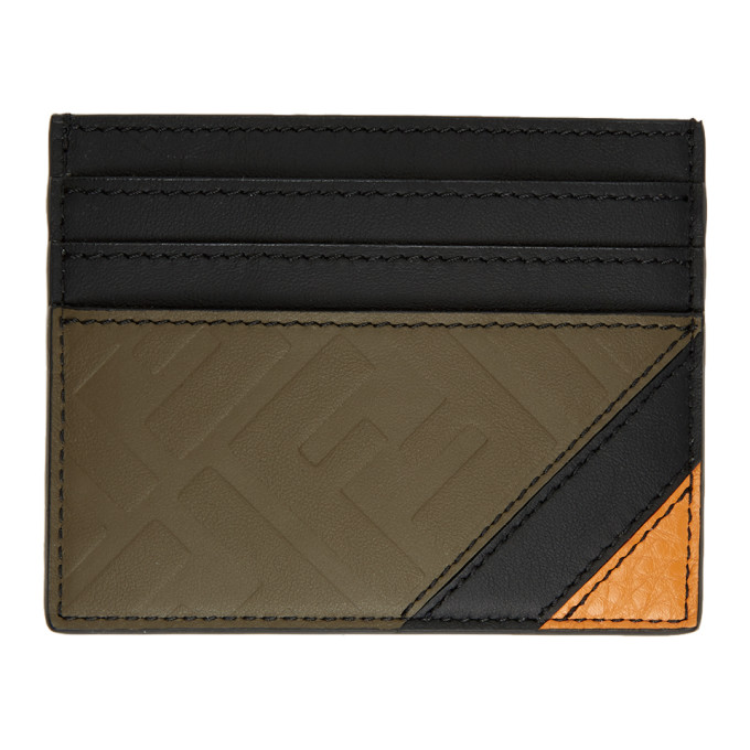 Fendi Black and Brown Leather Forever Fendi Card Holder