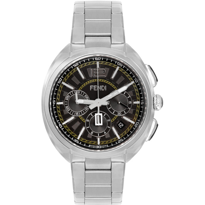 Fendi Silver Momento Fendi Chronograph Watch