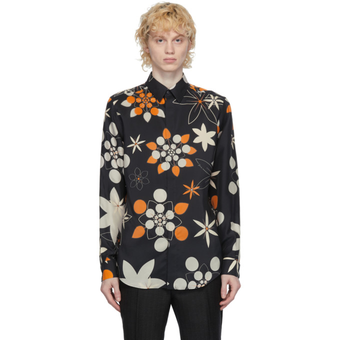 Fendi Black Silk Floral Shirt