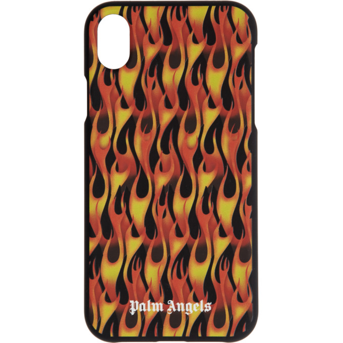 PALM ANGELS PALM ANGELS BLACK AND RED FLAMES IPHONE XR CASE