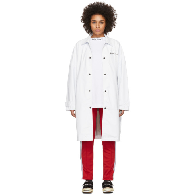 PALM ANGELS PALM ANGELS WHITE LOGO OVER RAINCOAT