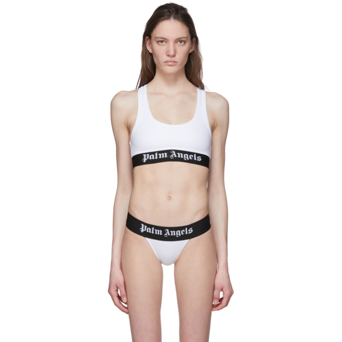 PALM ANGELS White Logo Sports Bra