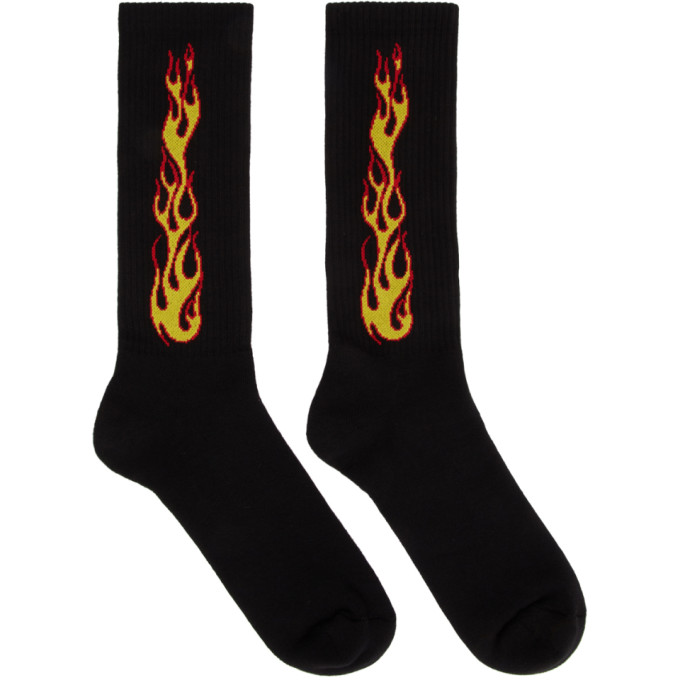 PALM ANGELS BLACK FLAMES SOCKS