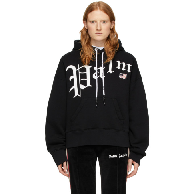 PALM ANGELS PALM ANGELS BLACK NEW GOTHIC HOODIE