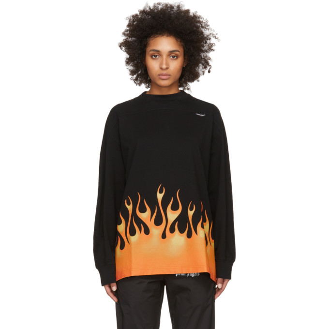 Palm Angels Burning logo-print shirt - Black