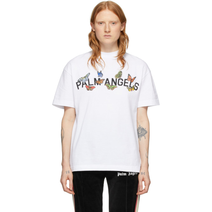 palm angels white butterfly t shirt