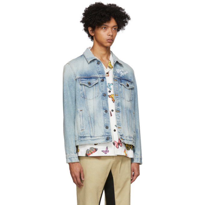 PALM ANGELS BLUE DENIM SACRED HEART JACKET