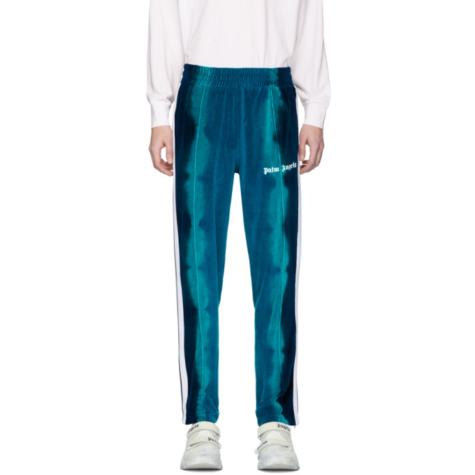 PALM ANGELS PALM ANGELS BLUE CHENILLE TIE-DYE LOUNGE trousers