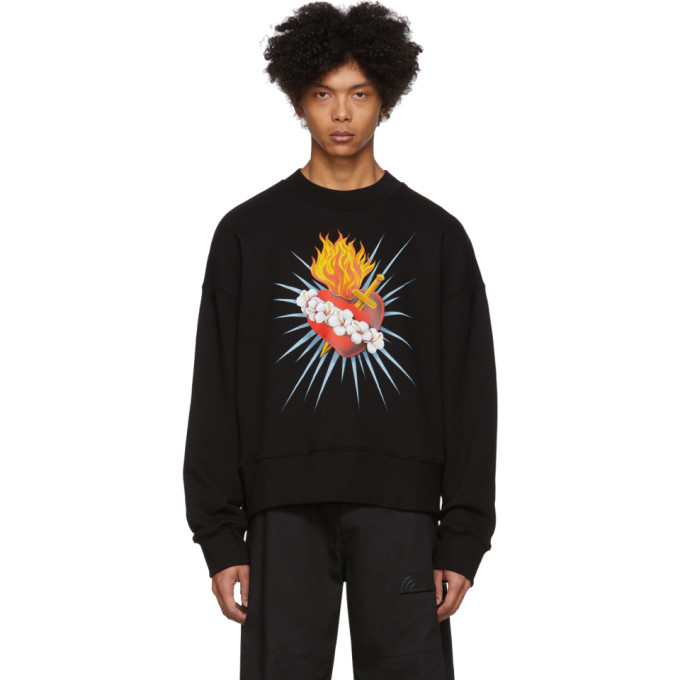 PALM ANGELS Black Sacred Heart Sweatshirt