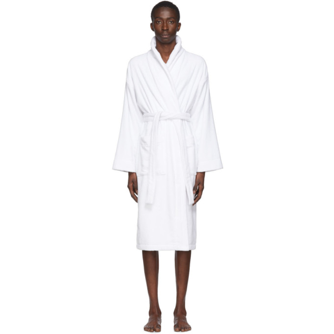 PALM ANGELS PALM ANGELS WHITE LOGO BATH ROBE