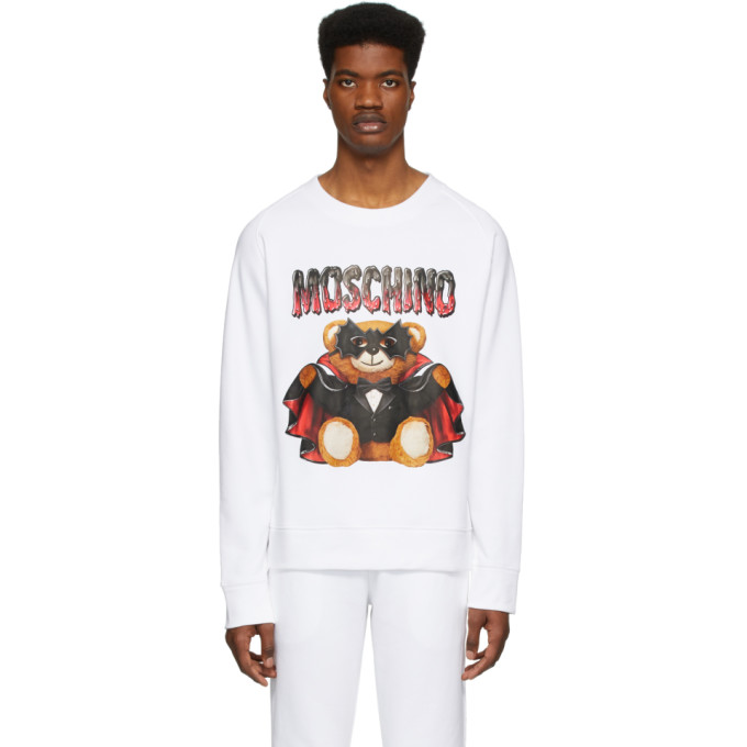 MOSCHINO MOSCHINO WHITE BAT TEDDY BEAR SWEATSHIRT