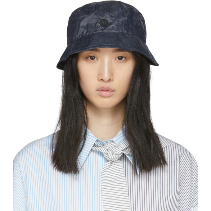 MAISON MICHEL MAISON MICHEL NAVY DENIM EFFECT MALO BUCKET HAT