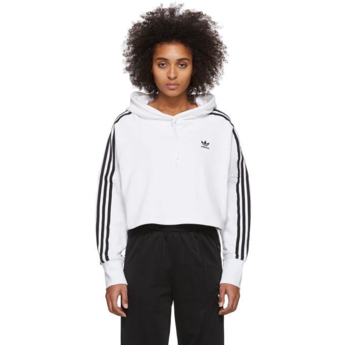 adidas originals adicolor cropped hoodie in white