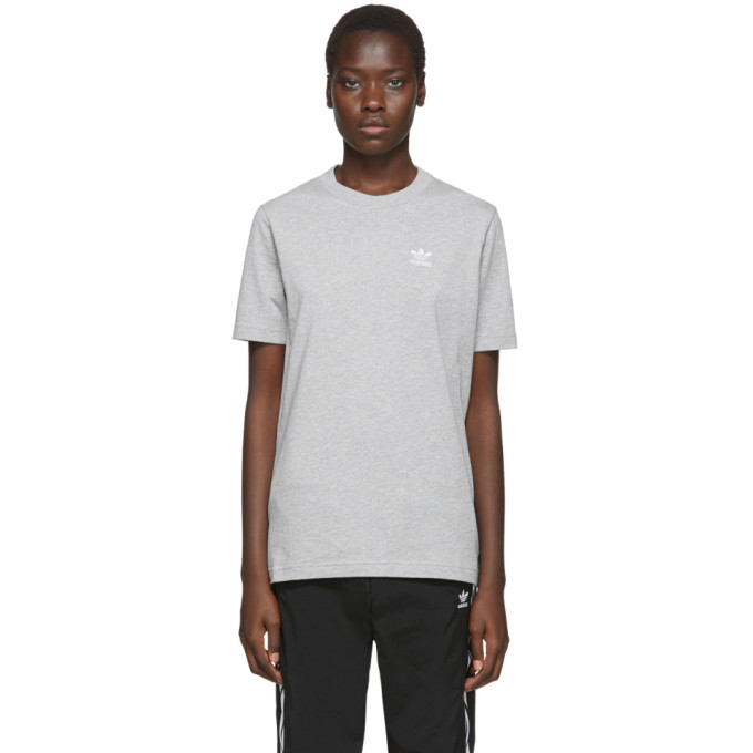 Adidas Originals Grey Trefoil Essentials T-shirt In Med Hgrey