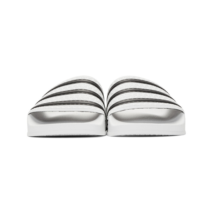 ADIDAS ORIGINALS ADIDAS ORIGINALS WHITE AND BLACK ADILETTE SLIDES