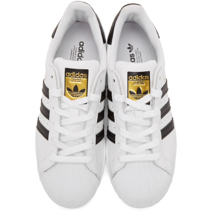 ADIDAS ORIGINALS White & Black Superstar Sneakers