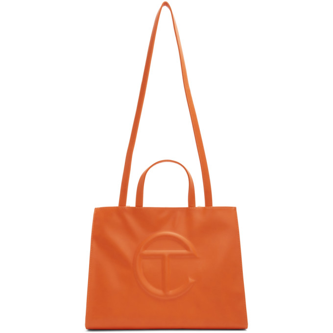 TELFAR SSENSE Exclusive Orange Medium Shopper Tote
