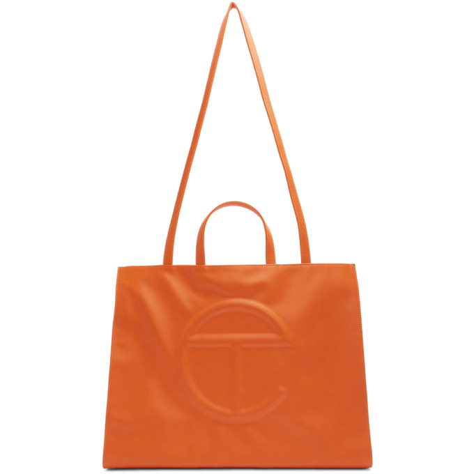 Telfar Ssense Exclusive Orange Large Shopper Tote In 16-1358