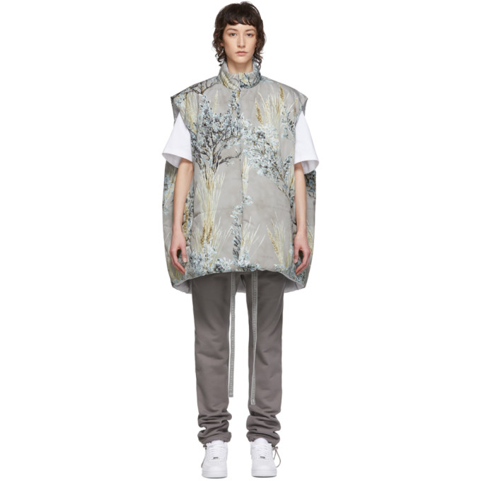 Fear Of God Reversible Grey Oversized Camo Vest In 340 Camo Pr