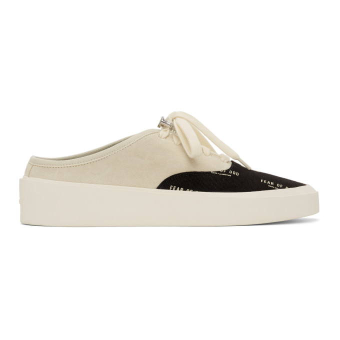 FEAR OF GOD FEAR OF GOD BLACK AND OFF-WHITE 101 PRINT BACKLESS SNEAKERS
