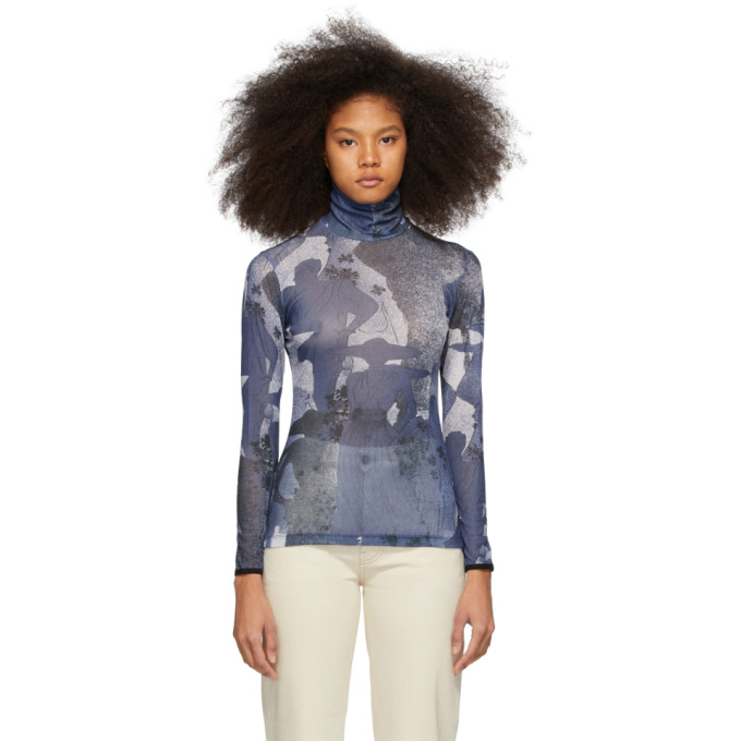 VICTORIA VICTORIA BECKHAM VICTORIA VICTORIA BECKHAM BLUE PRINTED JERSEY BLOUSE