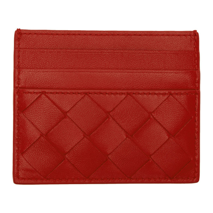 BOTTEGA VENETA BOTTEGA VENETA RED INTRECCIATO CARD HOLDER