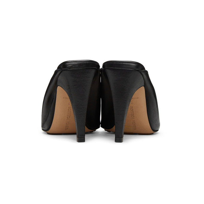 BOTTEGA VENETA BOTTEGA VENETA BLACK LEATHER 90 THONG HEELED SANDALS