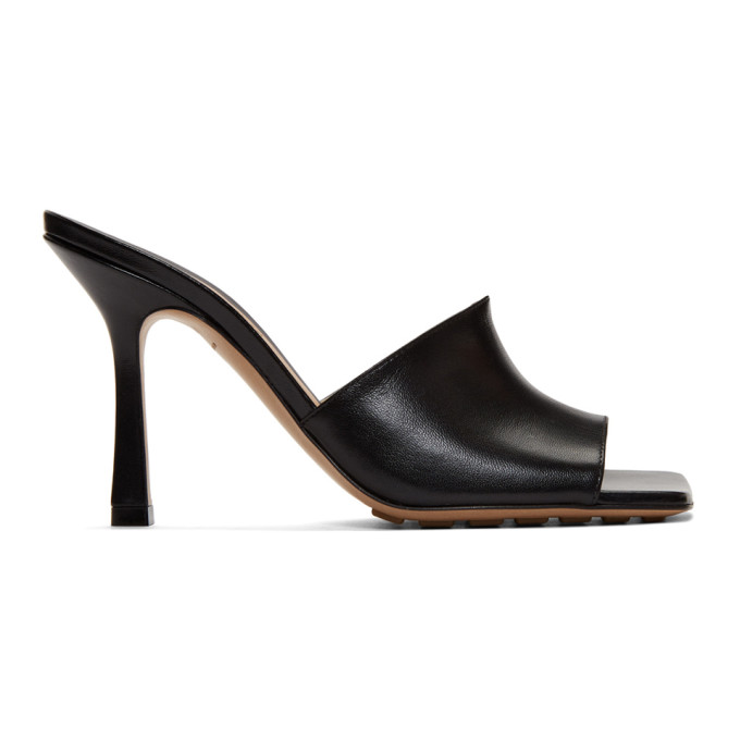BOTTEGA VENETA BLACK BAND HEELED MULES