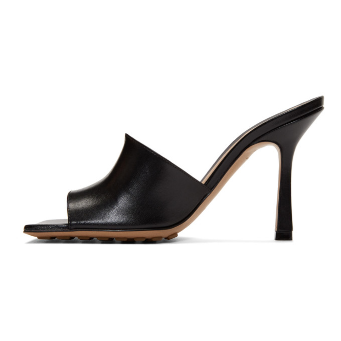 BOTTEGA VENETA BLACK BAND HEELED MULES