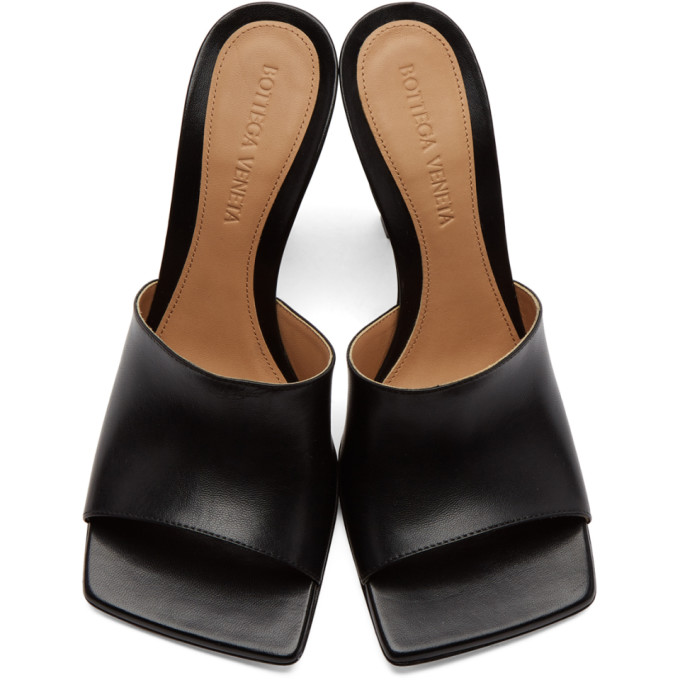 BOTTEGA VENETA BLACK BAND HEELED MULES