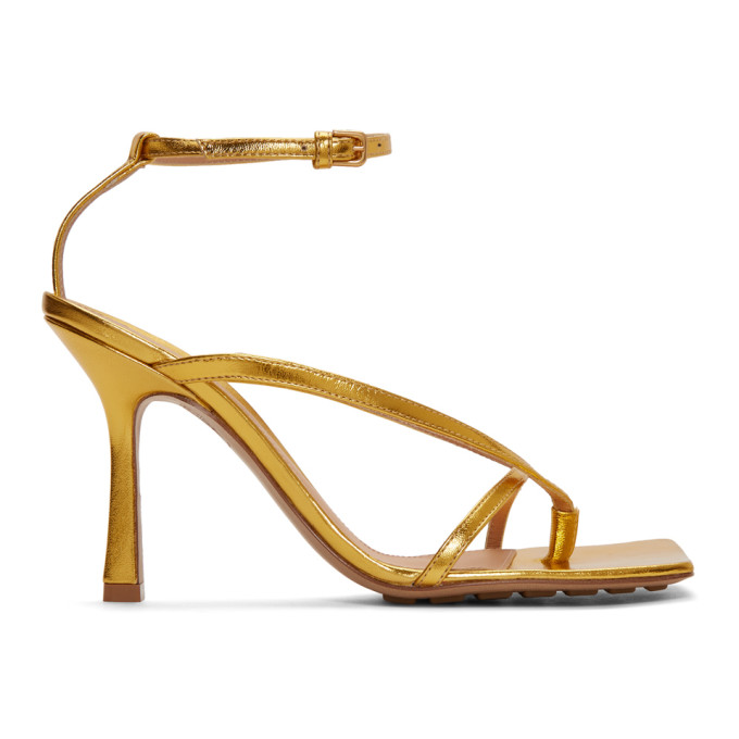 Bottega Veneta 90mm Stretch Leather Thong Sandals In Gold Modesens