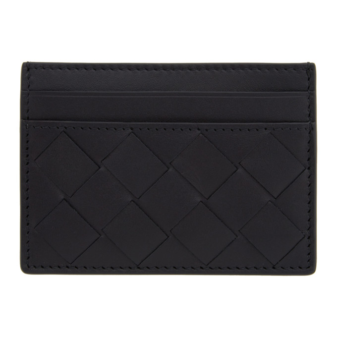 Bottega Veneta Navy Intrecciato Classic Card Holder