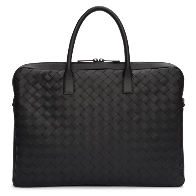 Bottega Veneta Black Medium Intrecciato Briefcase