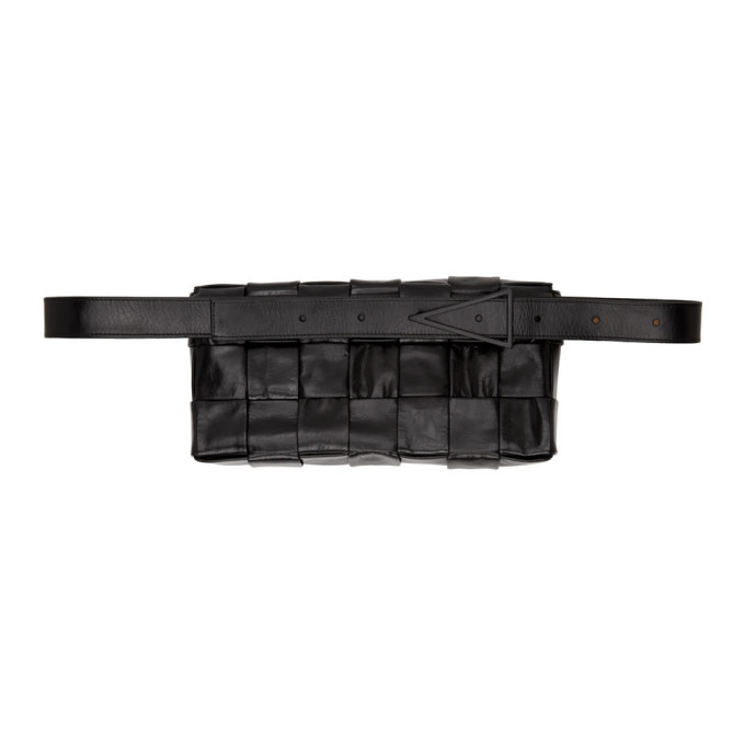 BOTTEGA VENETA BLACK INTRECCIATO CROSSBODY BAG