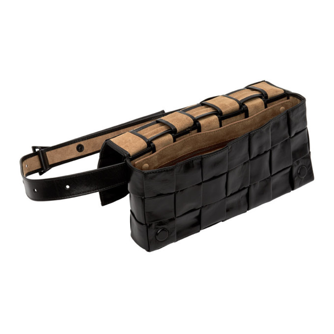 BOTTEGA VENETA BLACK INTRECCIATO CROSSBODY BAG