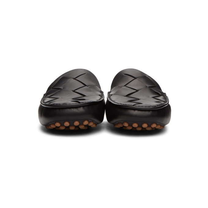 BOTTEGA VENETA BOTTEGA VENETA BLACK INTRECCIATO OPEN BACK LOAFERS