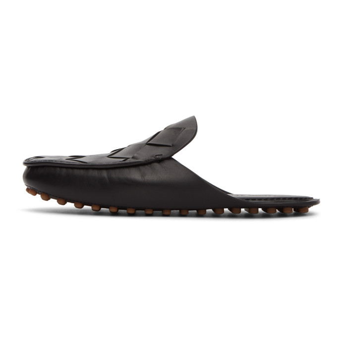 BOTTEGA VENETA BOTTEGA VENETA BLACK INTRECCIATO OPEN BACK LOAFERS
