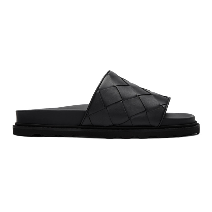 BOTTEGA VENETA BOTTEGA VENETA BLACK INTRECCIATO POOL SLIDES