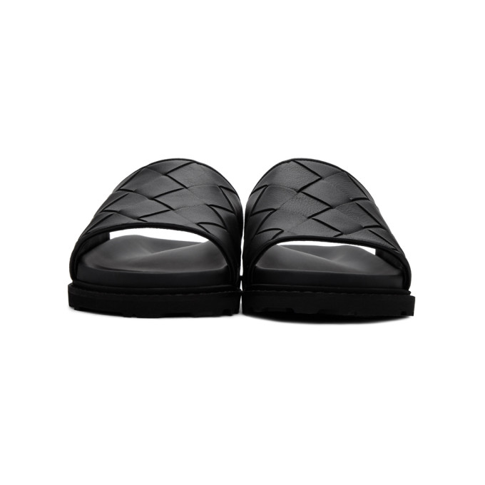 BOTTEGA VENETA BOTTEGA VENETA BLACK INTRECCIATO POOL SLIDES