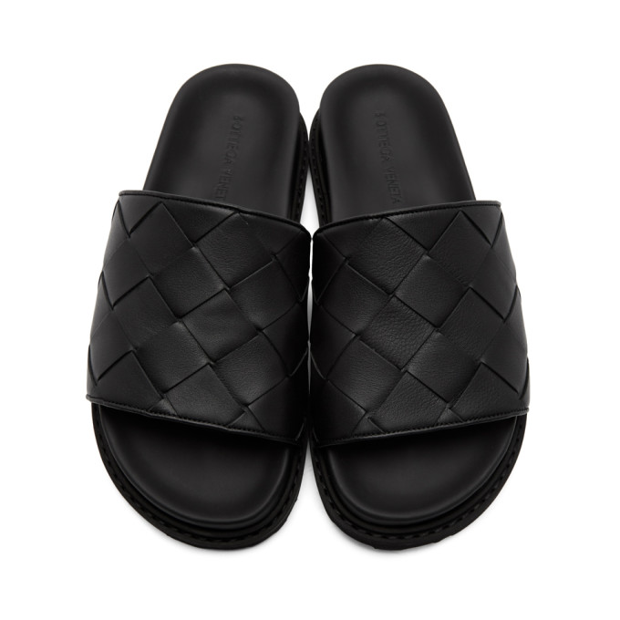 BOTTEGA VENETA BOTTEGA VENETA BLACK INTRECCIATO POOL SLIDES