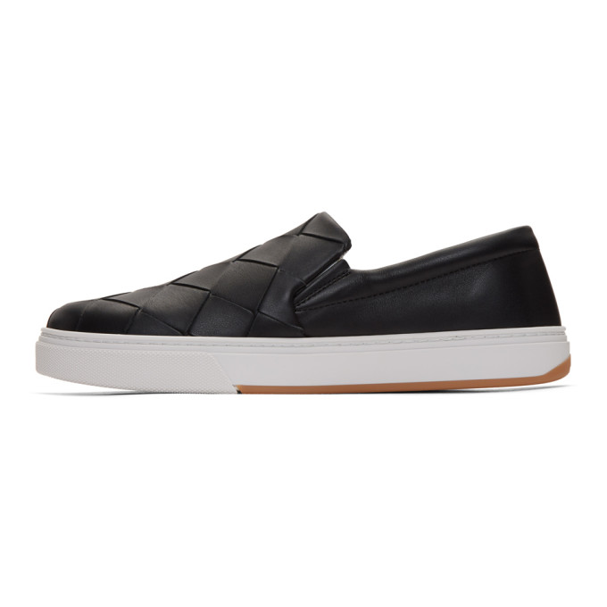 BOTTEGA VENETA BOTTEGA VENETA BLACK MAXI INTRECCIATO SLIP-ON SNEAKERS