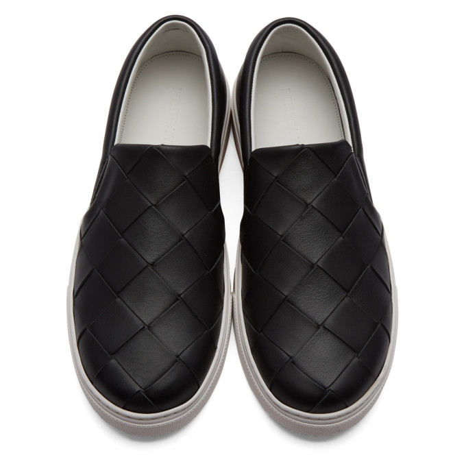 BOTTEGA VENETA BOTTEGA VENETA BLACK MAXI INTRECCIATO SLIP-ON SNEAKERS