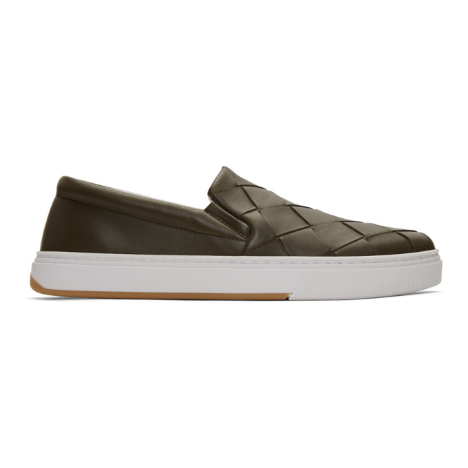 BOTTEGA VENETA BOTTEGA VENETA GREEN MAXI INTRECCIATO SLIP-ON SNEAKERS