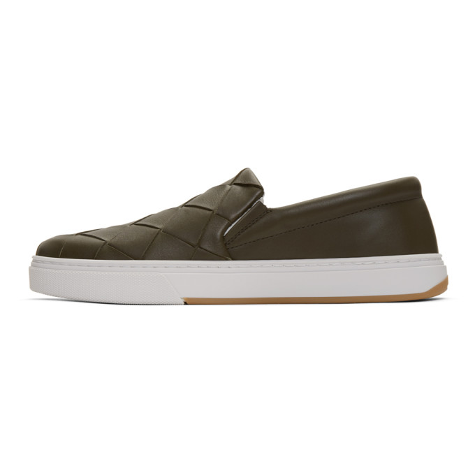 BOTTEGA VENETA BOTTEGA VENETA GREEN MAXI INTRECCIATO SLIP-ON SNEAKERS